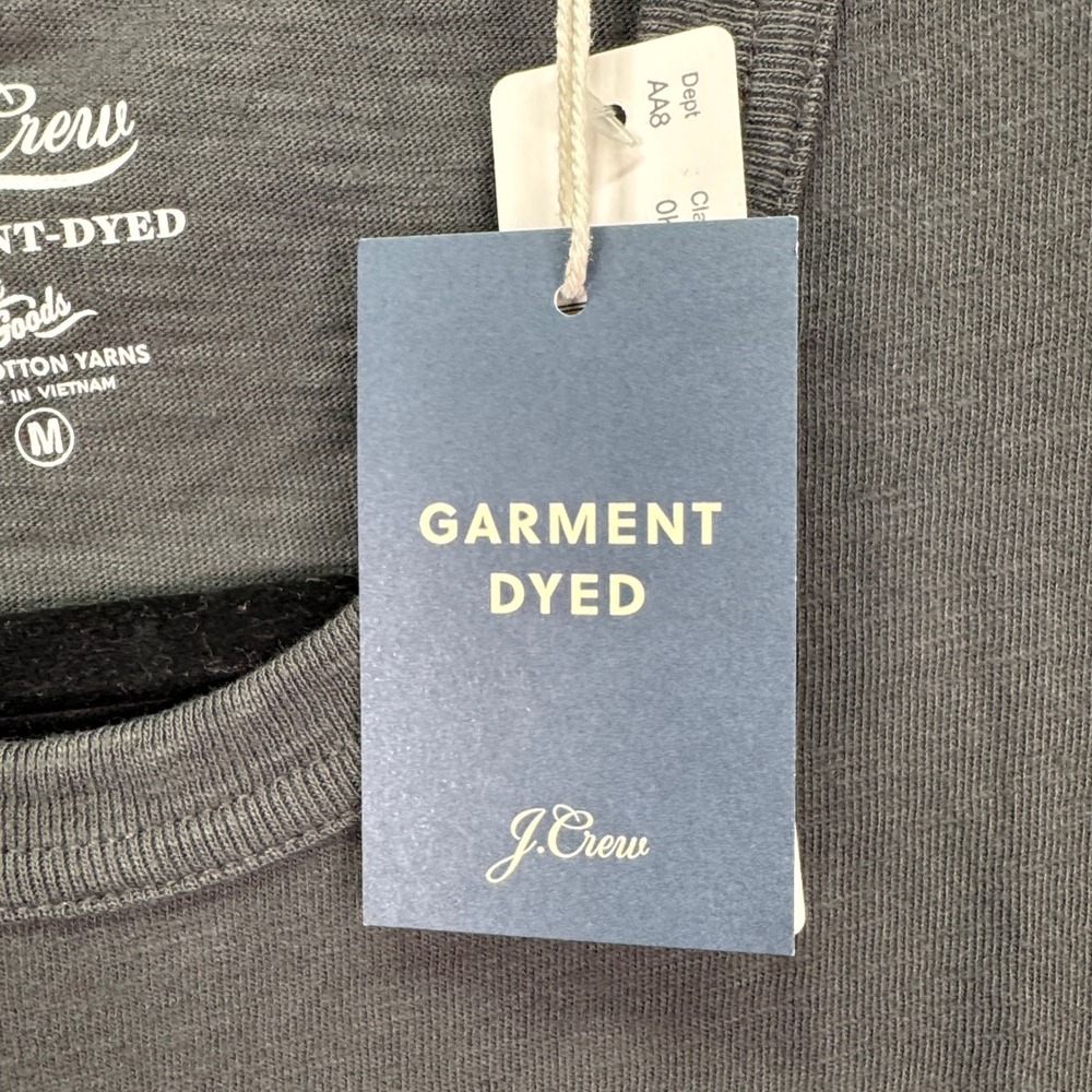 J Crew Tshirt Mens M Charcoal Gray Garment Dyed Slub Cotton Pocket Tee Preppy - Picture 3 of 11